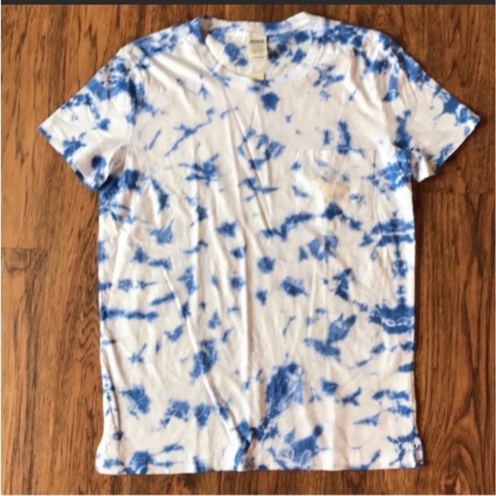 VS PINK Tie Dye Short Sleeve Tee - Blue/White
